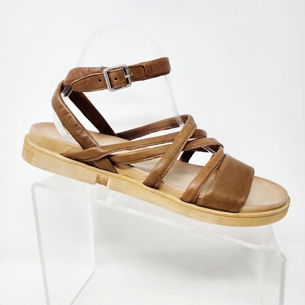 Miz Mooz Womens Kenny Brown Ankle Strap Sandals EUR 42 US 11 Flat Gladiator
